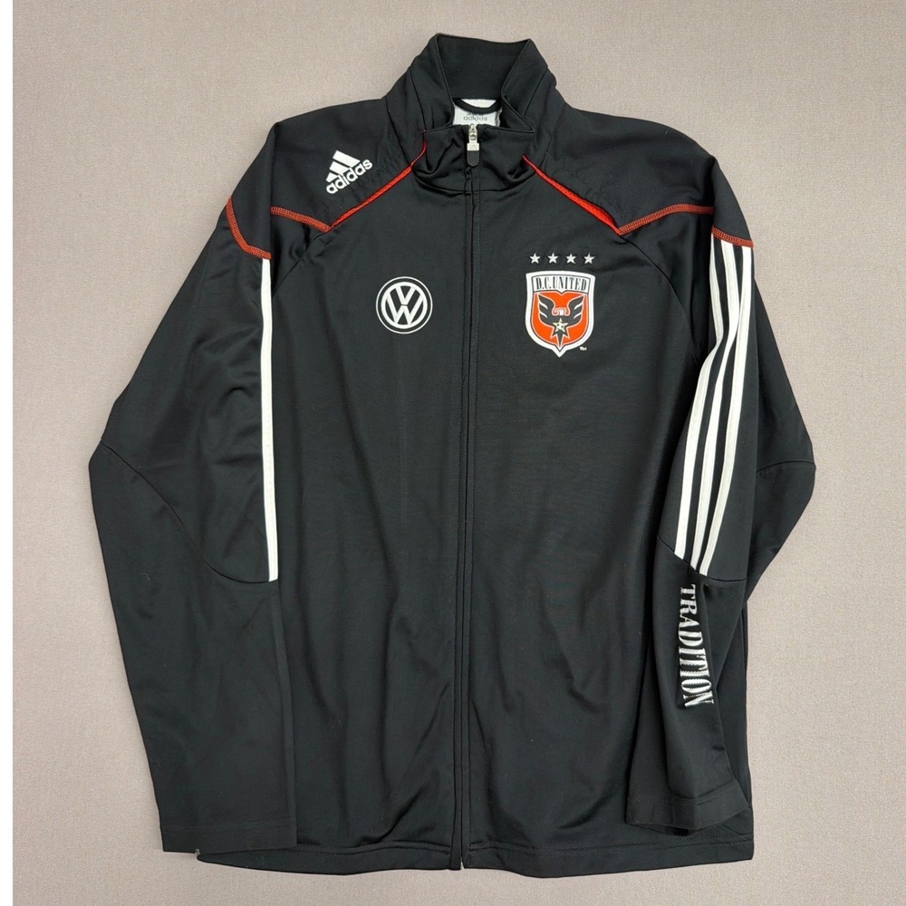 Adidas DC United MLS Soccer Track Jacket Mens‎ Medium Black Full Zip Climalite